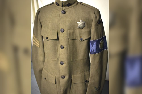 WWI Service Coat w/MP Brassard and QM Depot Badge View 2